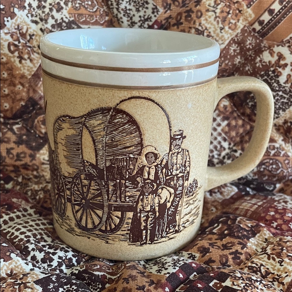 Utah-themed Souvenir Mug with Mormon Pioneer Scenery 8oz.